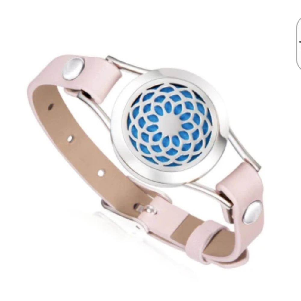 Mandala Diffuser Bracelet Essential Oil Silver Pink Adjustable